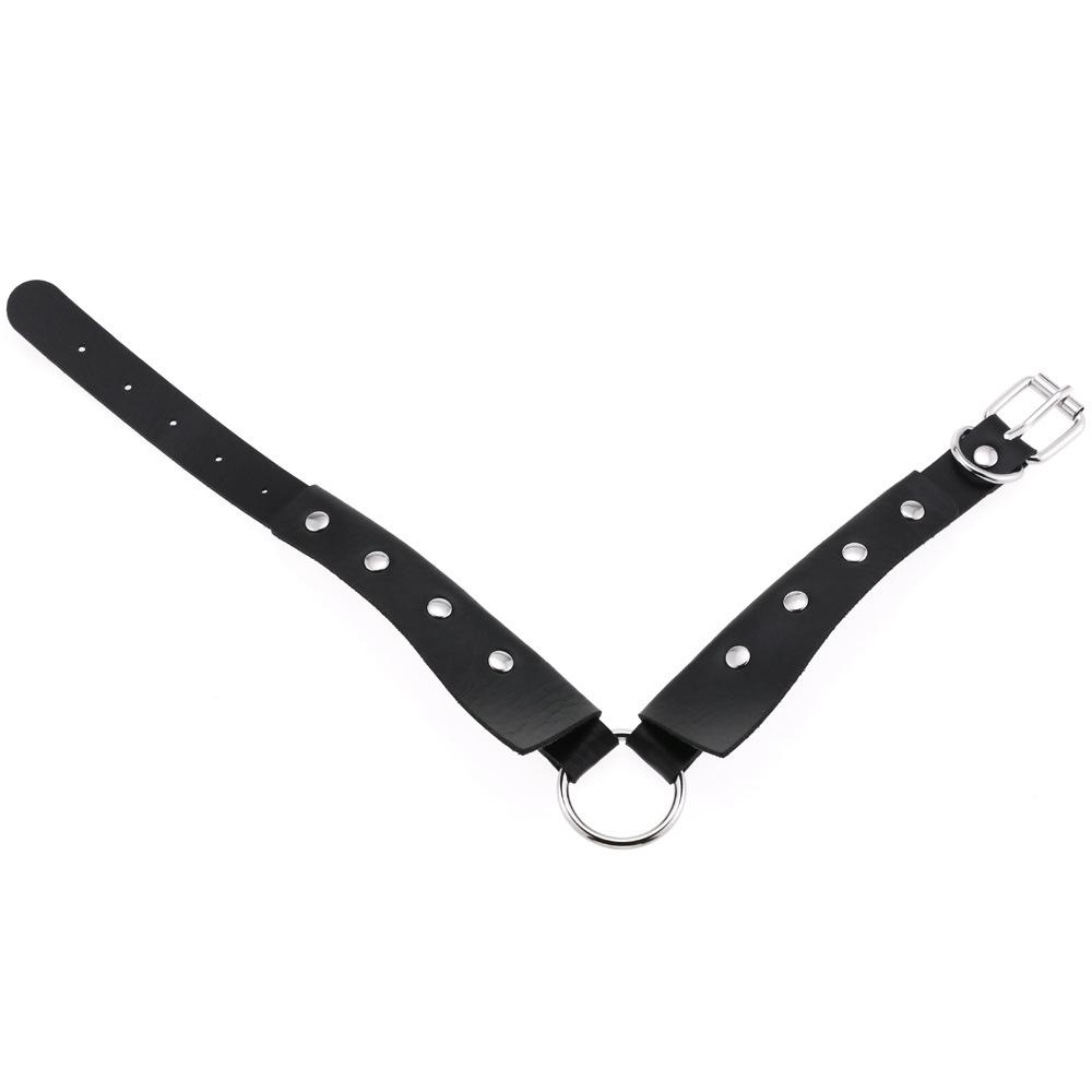 O-ring PU Leather Choker, Shirt Collar Style Punk Statement Clavicle Neck Chain