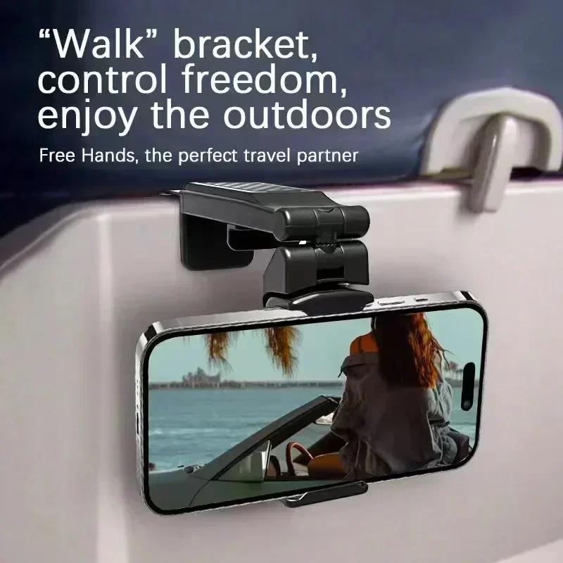 Uchwyt na telefon do samolotu, przenośny stojak podróżny, biurko, składany, regulowany, obrotowy, do selfie, do siedzenia w pociągu