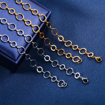 10mm Handmade Stainless Steel Necklace Round Circle Link Chain for Women Men Geometric Gold Color Plated Choker Metal Jewelry