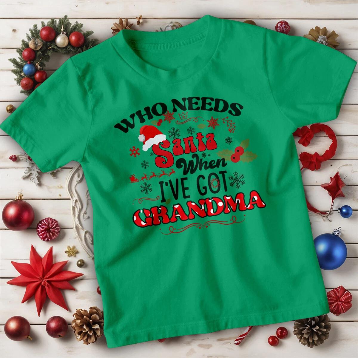Boys and Girls Christmas T-Shirt Tee Santa Grandma for Kids 130