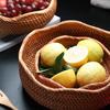 Furnace Brewed Tea Rattan Retro Handmade Rattan Tray Woven Fruit Plate Bread Basket Living Room Household Snack Basket