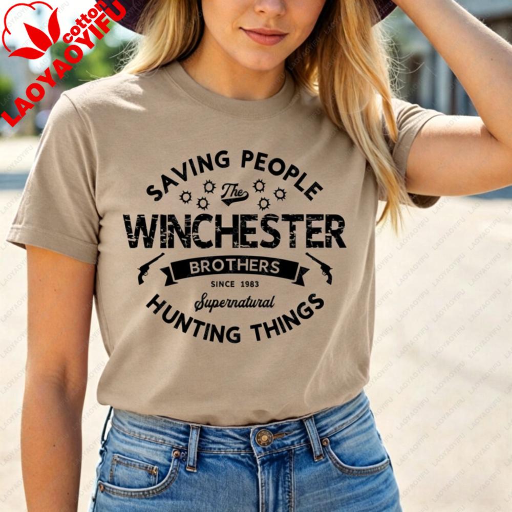 Supernatural TShirt Winchester Brothers Shirt SPN TV Series Fans Gift T-shirt Menunisex Fashion Summer Crewneck Cotton Tee Tops