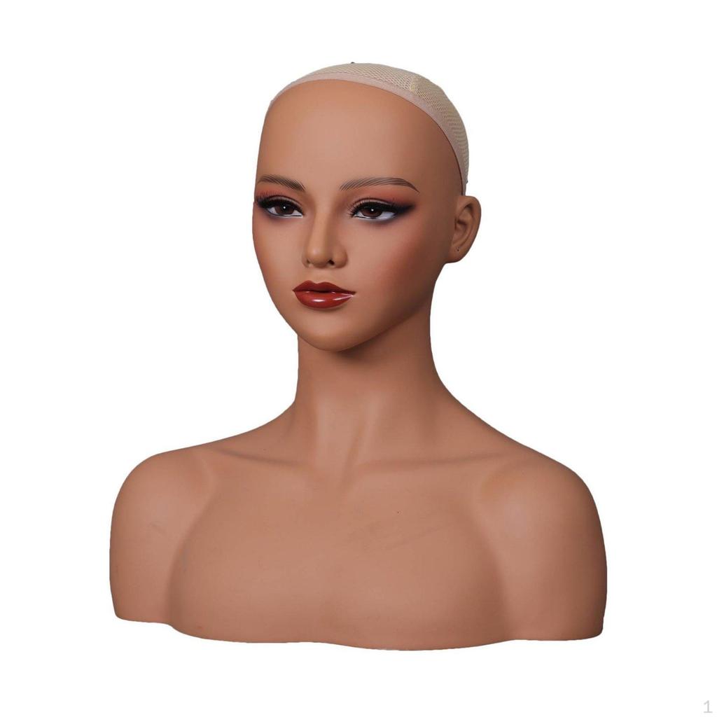 PVC Mannequin Bust Smooth Surface Female Display Head Easy to Clean for Photo Photography, Shop