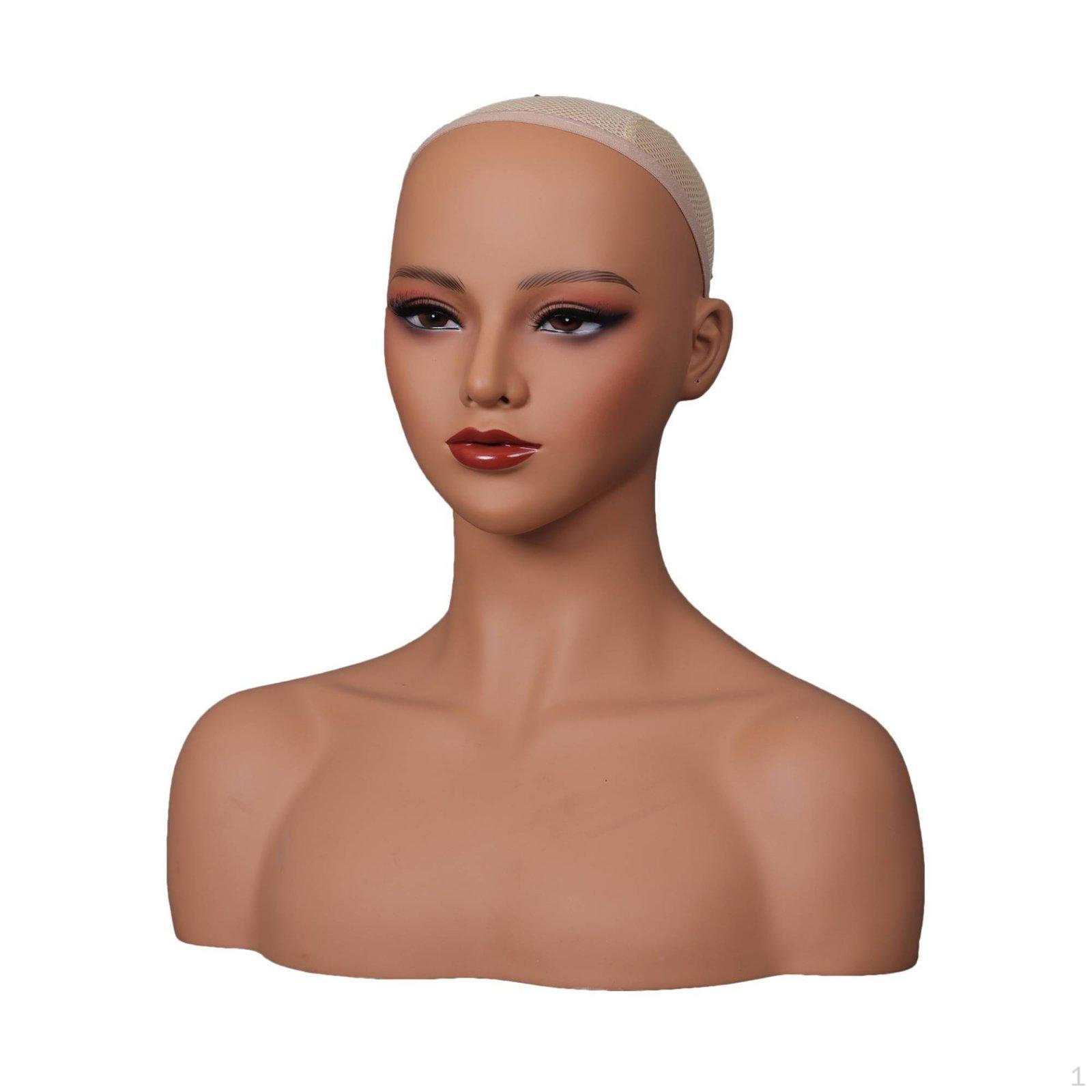 PVC Mannequin Bust Smooth Surface Female Display Head Easy to Clean for Photo Photography, Shop