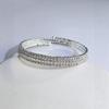 European & American Luxury Full Diamond Open Bangle - Three-Layer Rhinestone Spring Bracelet for Women, 2MM, Fashionable & Versatile High-End Jewelry.