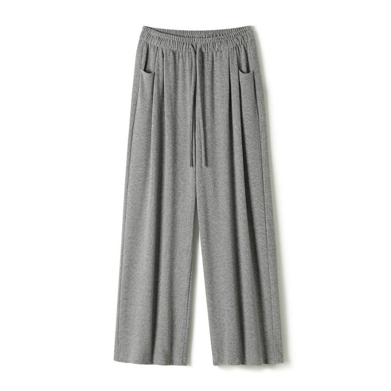 Spring new knitted cloud glutinous rice pants loose high waist drape casual wide-leg pants lazy narrow version mopping pants