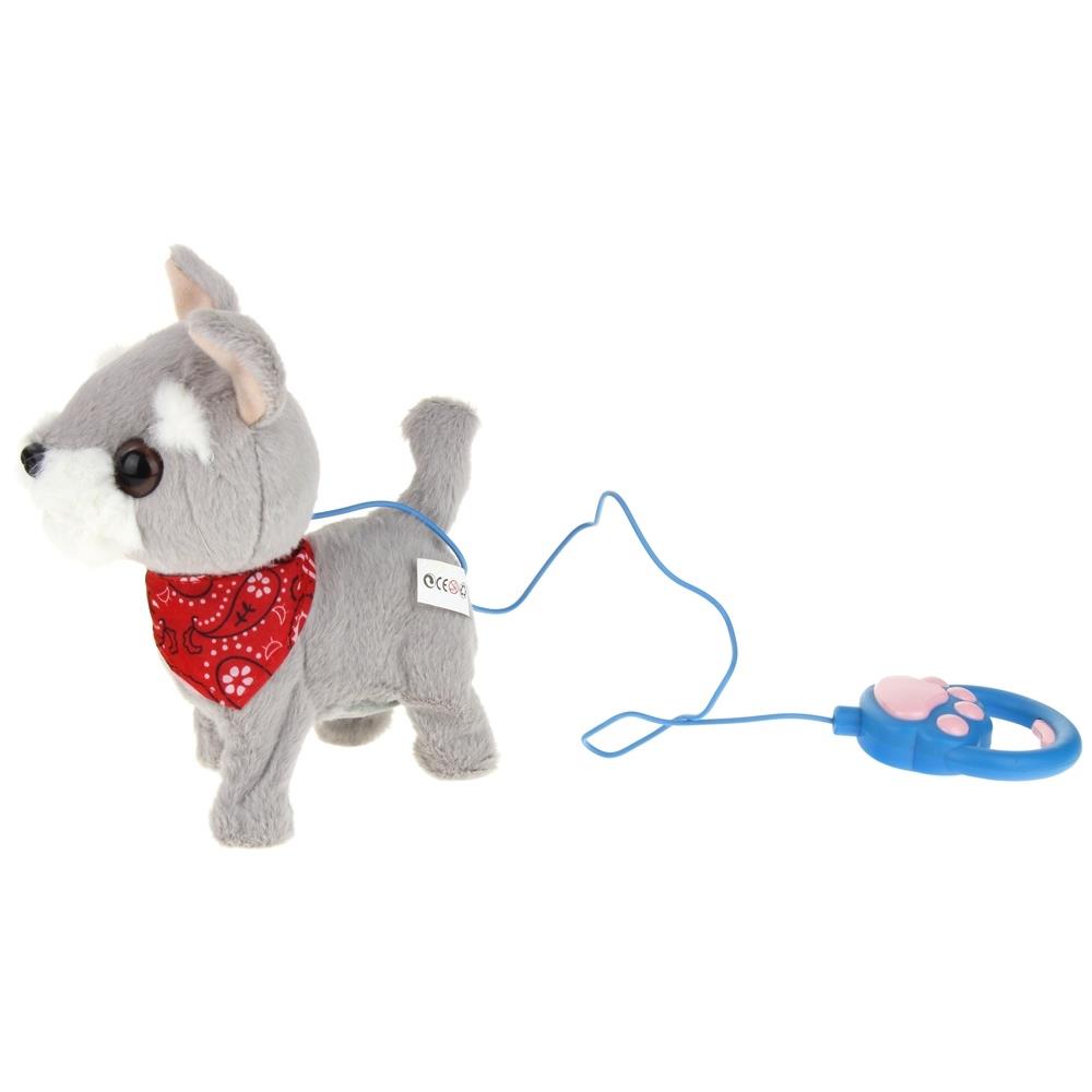 Interactive Dog on a Leash Mascot Schnauzer Walks and Barks