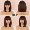 LISI HAIR Peruca curta e reta com franja na altura dos ombros, peruca sintética natural de uso diário, cor marrom escuro, bob