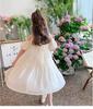 Girls Short Sleeve Chiffon A-Line Summer Dress Off-Shoulder Princess Tiered Skirt