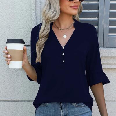 2026 New Summer Women's Solid Color Fashionable Casual T-shirt Tops Shirt