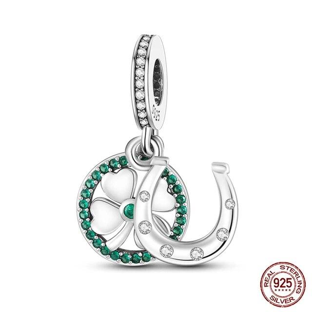 

2023 Новый стиль из стерлингового серебра 925 пробы с четырьмя листами клевера и божьей коровки, очаровательные бусины чёрный