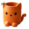 Smooth Surface Pen Holder Holder, Cartoon Cat Shape Desk Organizer, Decorative Themed Office Supplies Stationery for Pencils Gel Pens Makeup