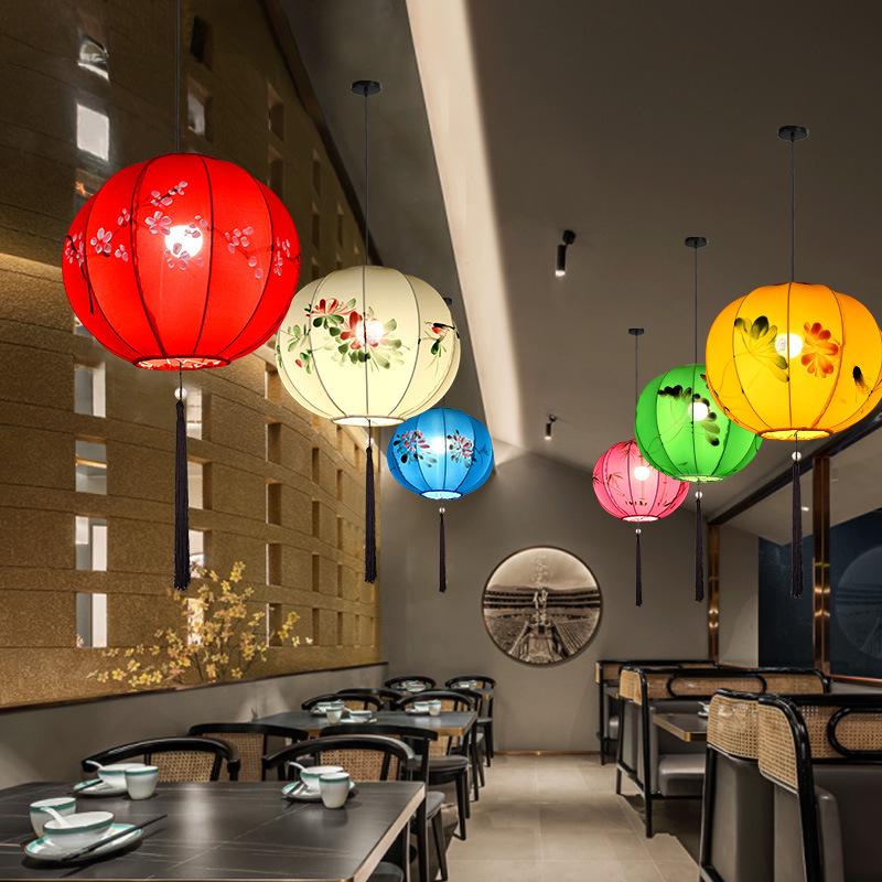 Chinese Style Outdoor Waterproof Colorful Round Lanterns for Scenic Spots and Restaurants