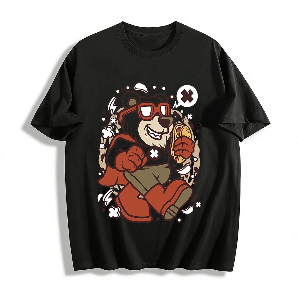 

Super Bear Hot Dog Print Casual Top For Men And Women Pure cotton T-shirt 6XL