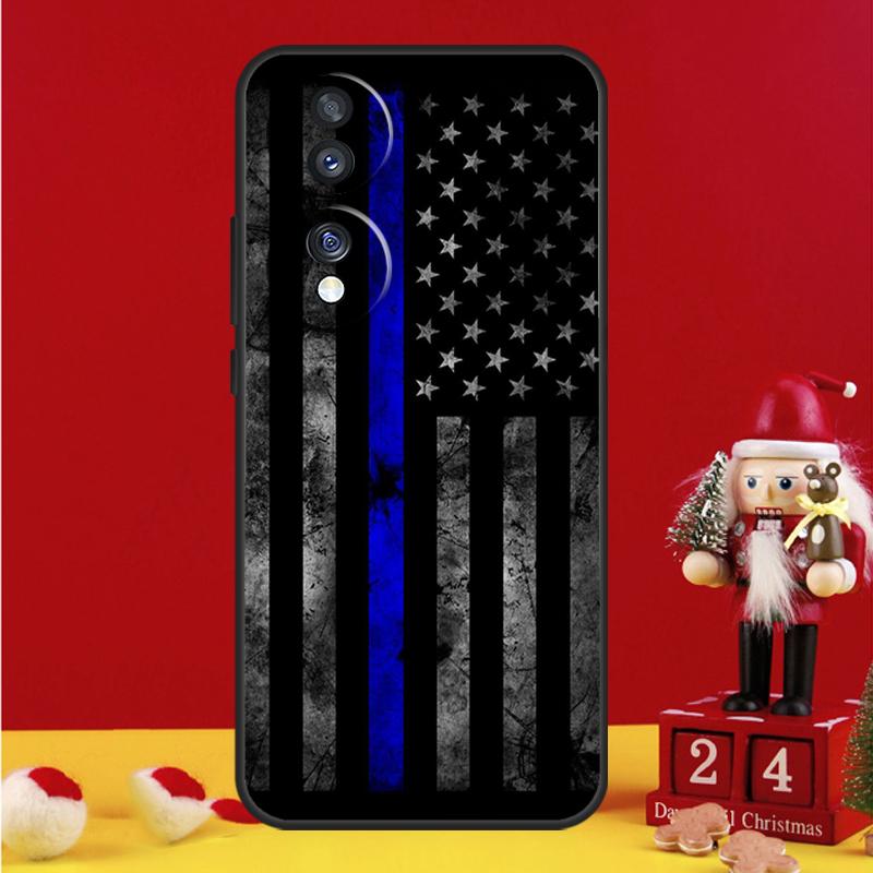 

Police Styled Thin Blue Line Flag Case For Honor Magic 8 6 7 Lite Honor X9d X9c X9b X9a X8b X8c Win 50 70 90 200 400 Pro Cover Honor X9c