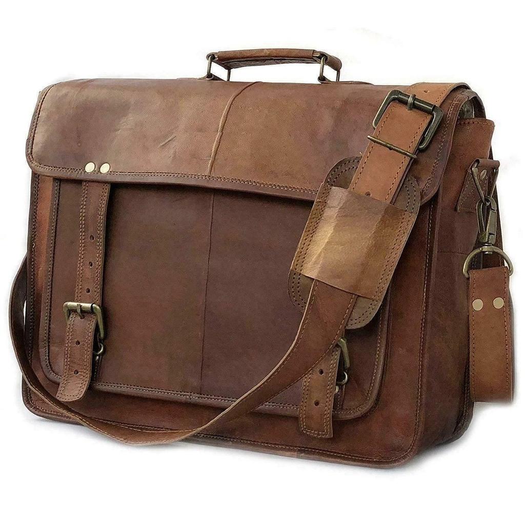 Messenger Personalized Laptop Briefcase Genuine Shoulder Bag Leather Vintage