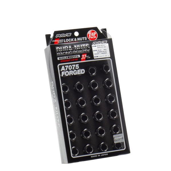 

RAYS Duralumin Lock Nut Set for L37 M12 x Black 19 Set of 740200001201BK & 6H, 1.5, Anodized, Hex, 24,