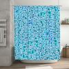 Bathroom Shower Curtain Print Blue Geometric Waterproof Fabric Home Decoration Wall Hanging Artistic Decorative Rectangular Show