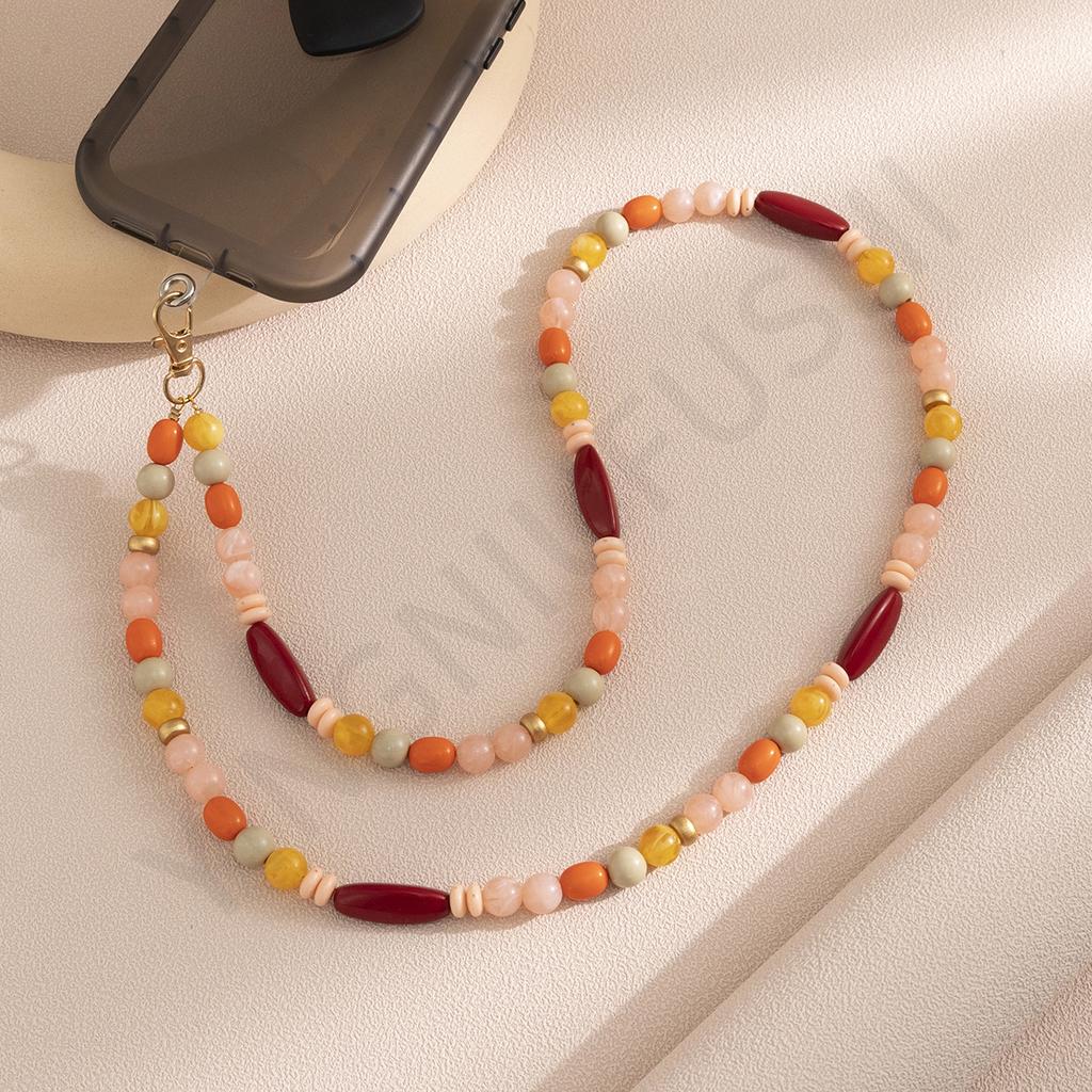 Ins Macaron Color Beaded Long Mobile Phone Chain Fashionable and Convenient Messenger Mobile Phone Lanyard Lanyard