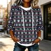 Women's Casual 3/4 Sleeve Hooded T-Shirt with Christmas Print