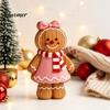 Seasonal Decorative Figures Christmas Gingerbread Man Ornament, Hand Painted Vintage Wooden Tabletop Cute Decor Figurine, Rustic Holiday for