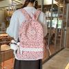College Style Bow Print Schoolbag Women's Corduroy Backpack Large Capacity Student Backpack