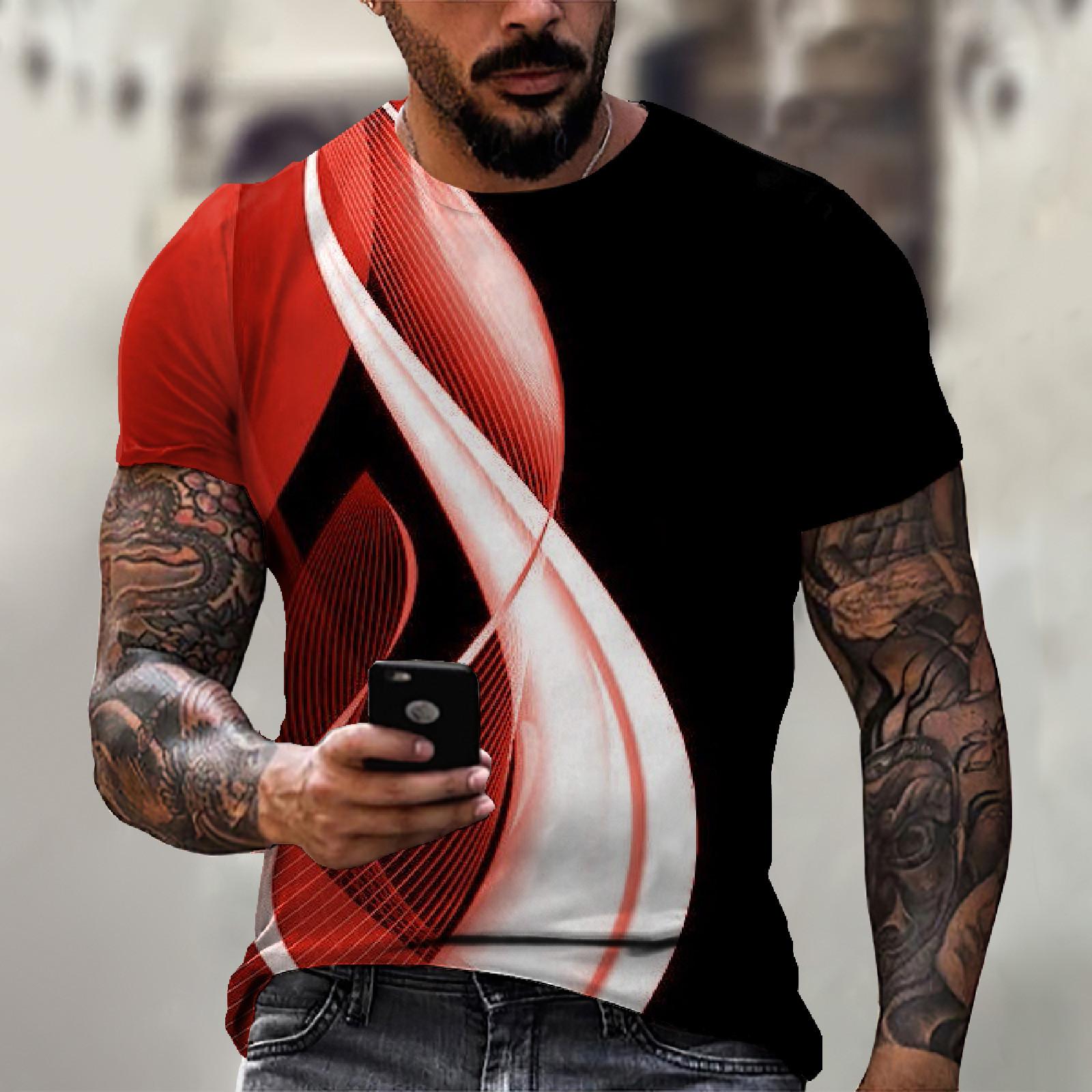 

Мужская футболка с коротким рукавом и принтом, летняя круглая шея, трендовая повседневная толстовка XL красный