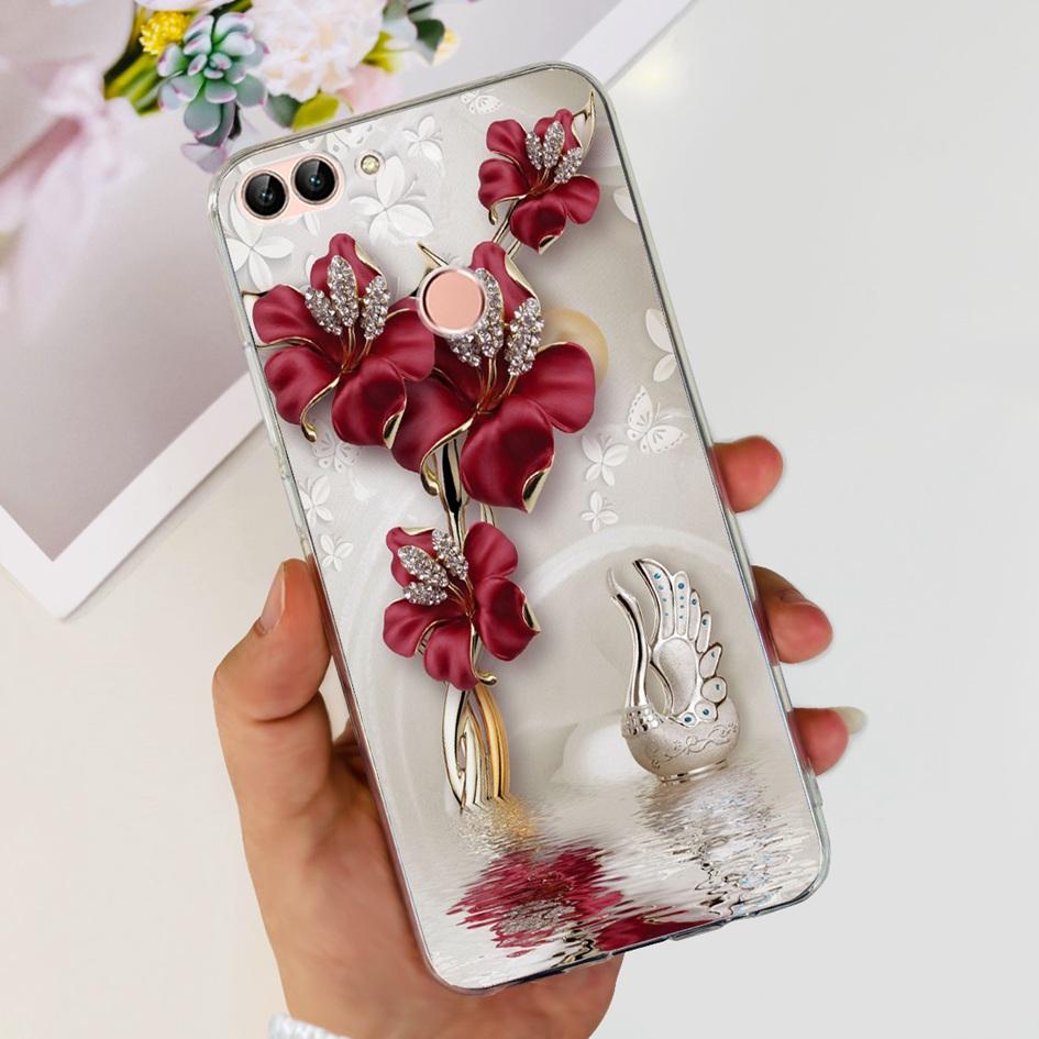 For Huawei P Smart Case FIG-LX1 FIG-LX2 FIG-LX3 Back Cover Fashion Flower Marble Clear Silicone Soft Funda For PSmart 2018 Coque