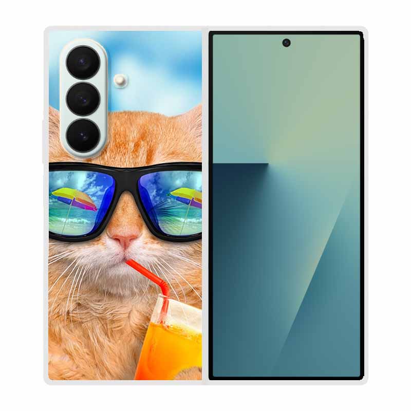 Etui Na Samsung Galaxy Fold 7 Etui Fajne Kosmiczne Zwierzęta Przezroczyste Twarde Etui Na Telefon Na Galaxy Z Fold7 5G 2025 Tylna Pokrywa Z fold7 Capa