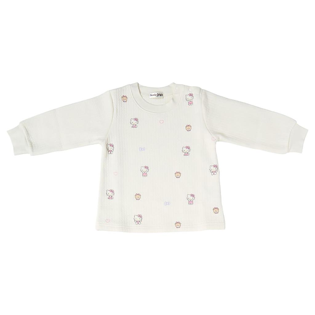 Sanrio Quilted Hello Long Top and Bottom 237256 Kids' Pajamas, Kitty, 90cm, 100% Cotton, Sleeve, Set,