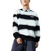 Li-Ning Série Mode Sportive Printemps/Été 22 Sweat à Manches Longues Col Rond Rayé Color Block Sweatshirt Unisexe Noir Blanc AWDS537-1