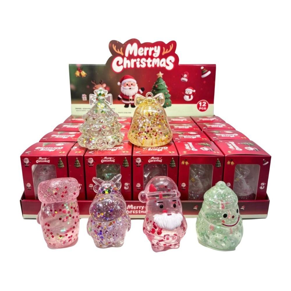 Multicolor Glitter Stress Relief Toy TPR Christmas Squishy Ornament Christmas Celebration
