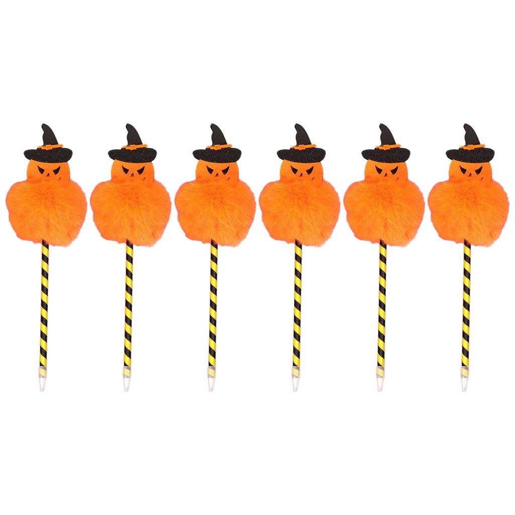 6x/Set Pompoms Ballpoint Pen 0.7mm Signature Pen Halloween Pen Smooth Writing Pen Stationery Supplies for Student