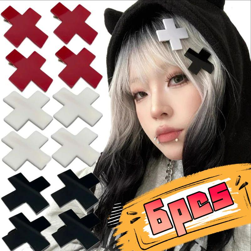 Gothic Acrylic Cross Hairpins for Spicy Girls Hair Clip Fashion Girl Party Gift Y1K Women Accessories Headwear Bobby Pins