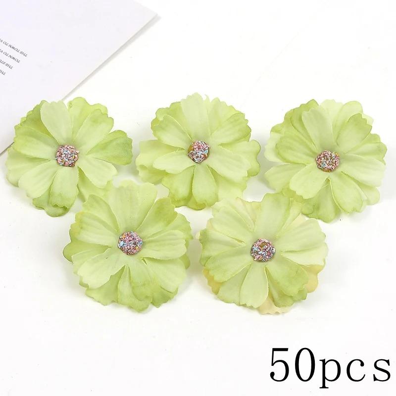 Green Rose Artificial Flowers Heads Silk Fake Flower for Home Room Decor Marriage Wedding Decora DIY Craft Wreath Gift Accessory
