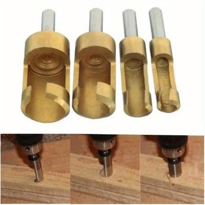 4Pcs/set Titanium Coated Shank Barrel Cork Drill Bit Plug Cutter Bored Hole Tenon Drills  Saw Arbors Woodwork Tools