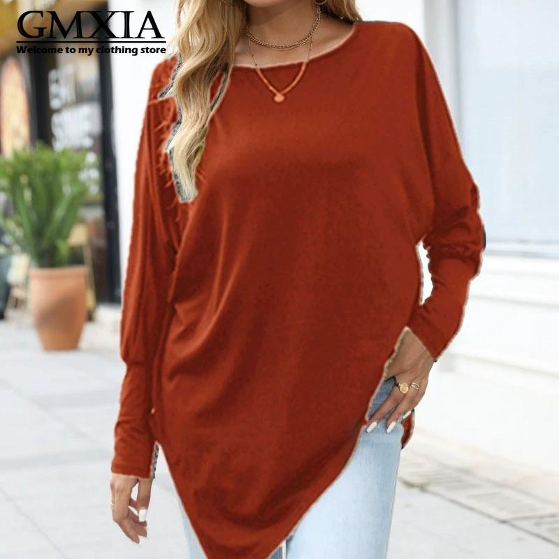 

GMXIA Женские Модные Повседневные Блузки и Рубашки Однотонного Цвета с Принтом, с Длинным Рукавом и V-образным Вырезом L красный