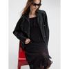 ELLE Women's Black Faux Leather Short Jacket
