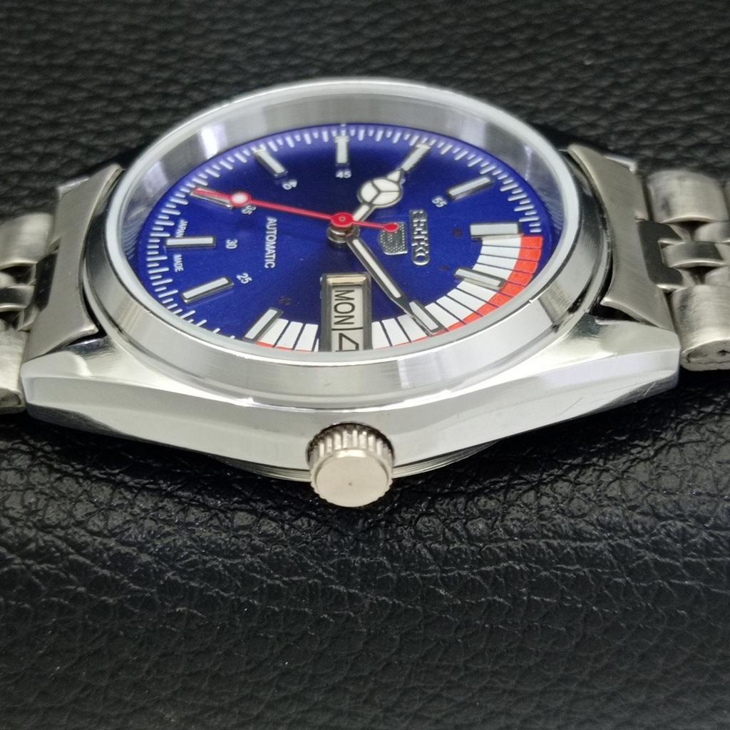 REFURBISHED VINTAGE SEIKO 5 AUTOMATIC 6309A JAPAN MENS BLUE DIAL WATCH A440874-d