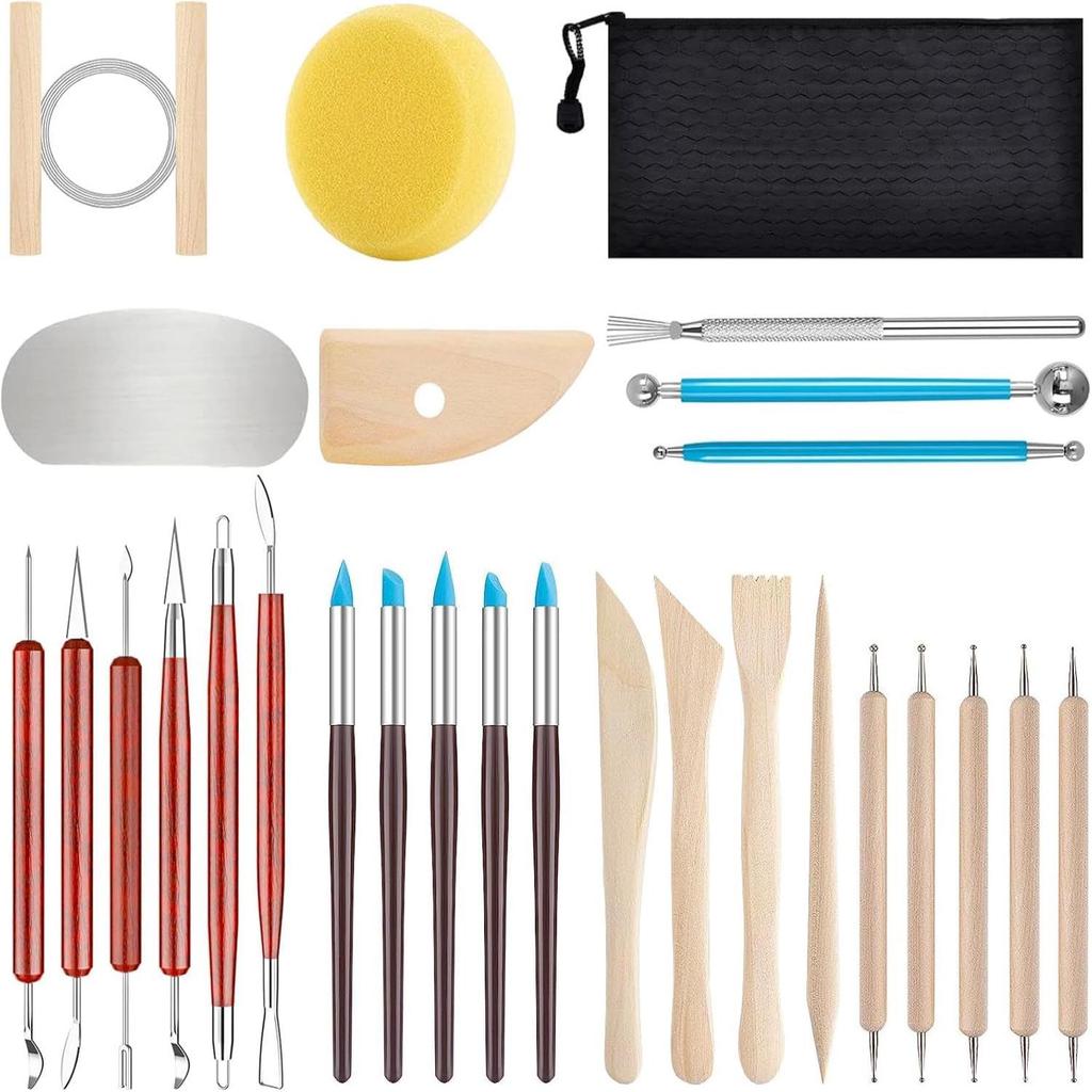 61/43/24-piece Clay Pottery and Sculpture Carving Tool Set for Soft Polymer Modeling