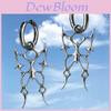 Gothic Punk Silver Thorns Butterfly Pendant Earrings With Skull Design For Men And Women
