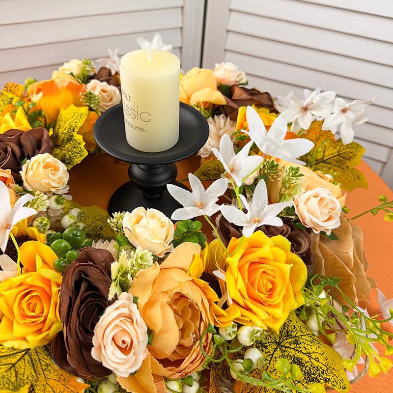 New Autumn Harvest Festival Wreath for Door or Wall - Thanksgiving Floral Home Decoration