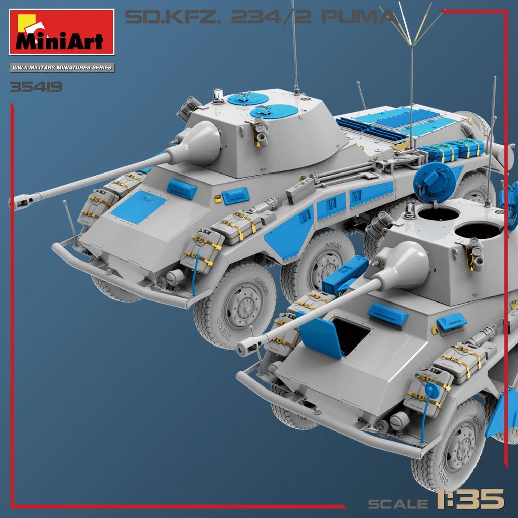 Miniart WWII German Heavy Armored Vehicle Plastic Model Kit MA35419 1/35 Sd.Kfz.234/2 8-Wheeled