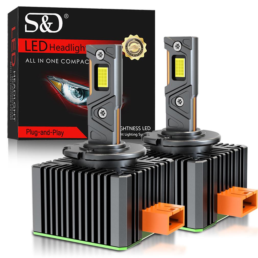 2 Stück 80000LM D3S LED-Scheinwerferlampen D1S D2S D4S D8S D1R D2R D3R D4R D8R 300W Turbo CSP Doppel-Kupferrohr Canbus für BMW Benz Scheinwerfer 6000K Weiß
