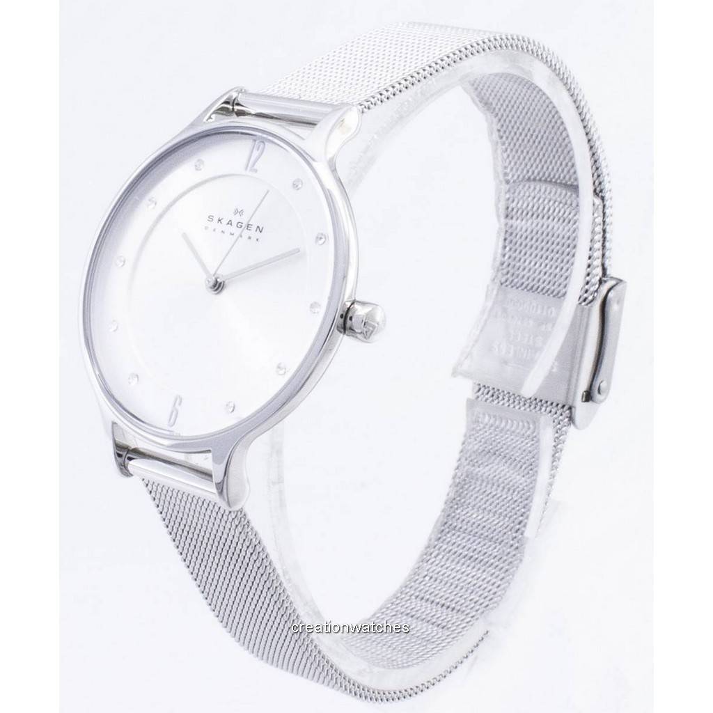 Skagen Anita Silver Dial Swarovski Crystal Mesh Bracelet SKW2149 Women's Watch