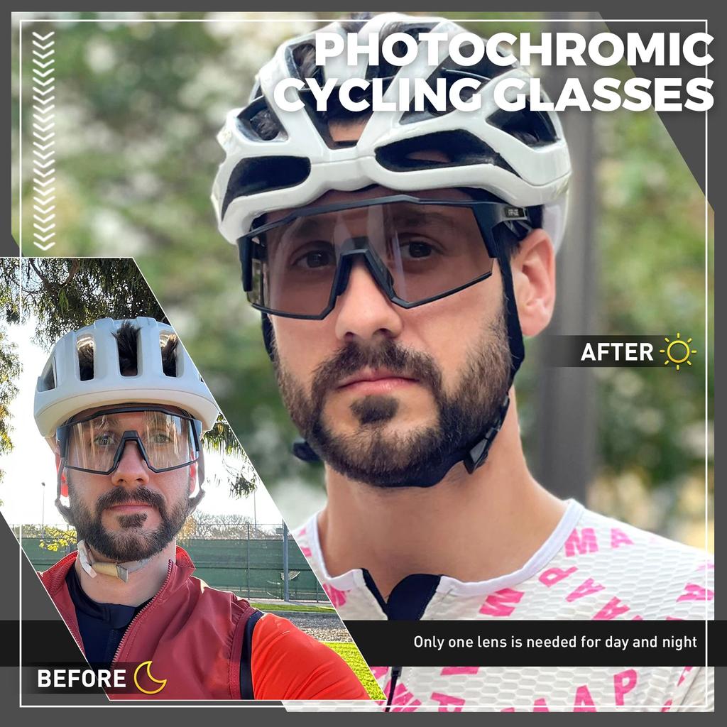 Kapvoe Photochromic Sunglasses Men Cycling Glasses UV400 MTB Clear Mountain Bike Transition Bicycle for Women Sports Eyewear