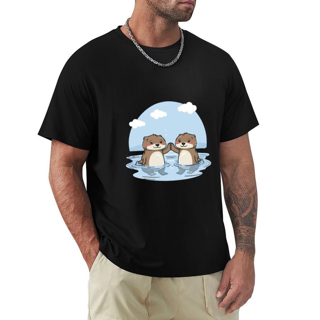 Adorable Otters T-Shirt Big Size Simple T-Shirt