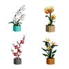 Plante în ghiveci rafinate din piese de construcție, cărămizi creative model MOC, blocuri de construcție jucării flori DIY, cadouri pentru copii și fete