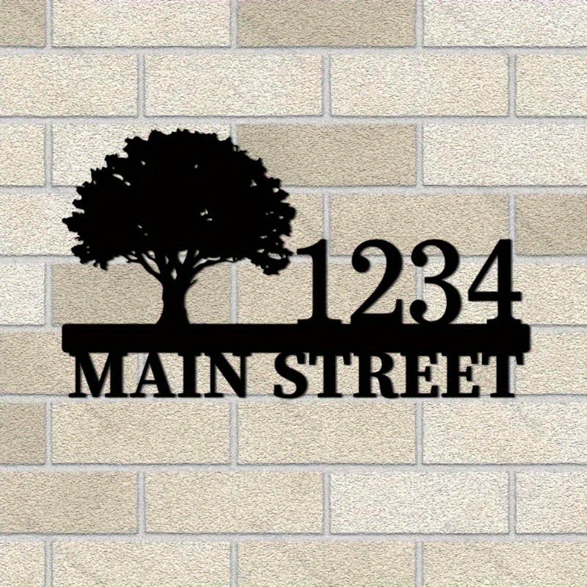 

Personalized Metal Tree House Number Sign Wall Mount Home Decor Hot Sale for Door Living Room Outdoor Patio Gift M