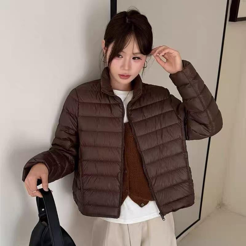 Down Jacket Women's Short Autumn and Winter New White Duck Down Ribs Versatile and Thin Lightweight Hooded Warm Jacket